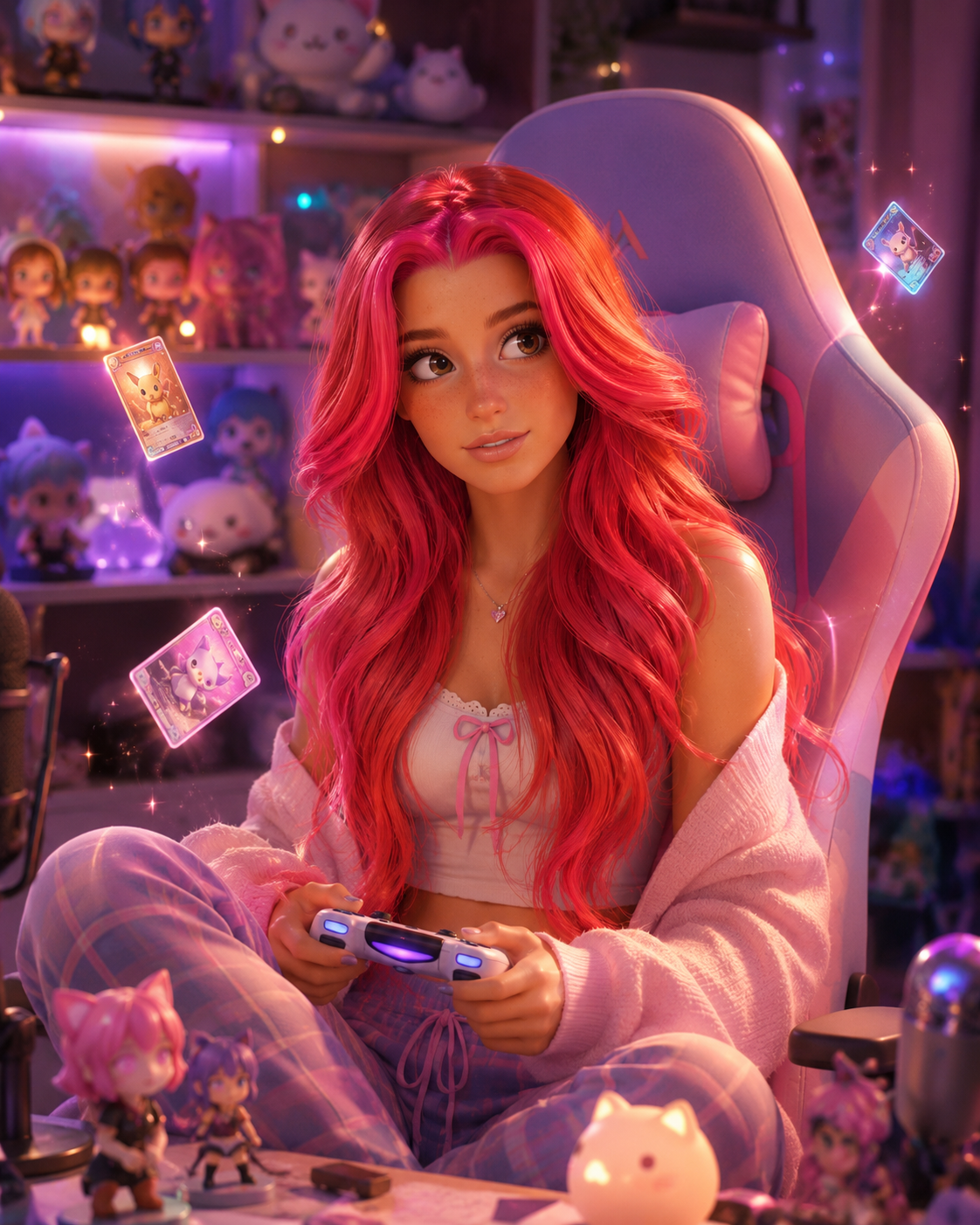 Portrait of our featured contributor in her collectibles room