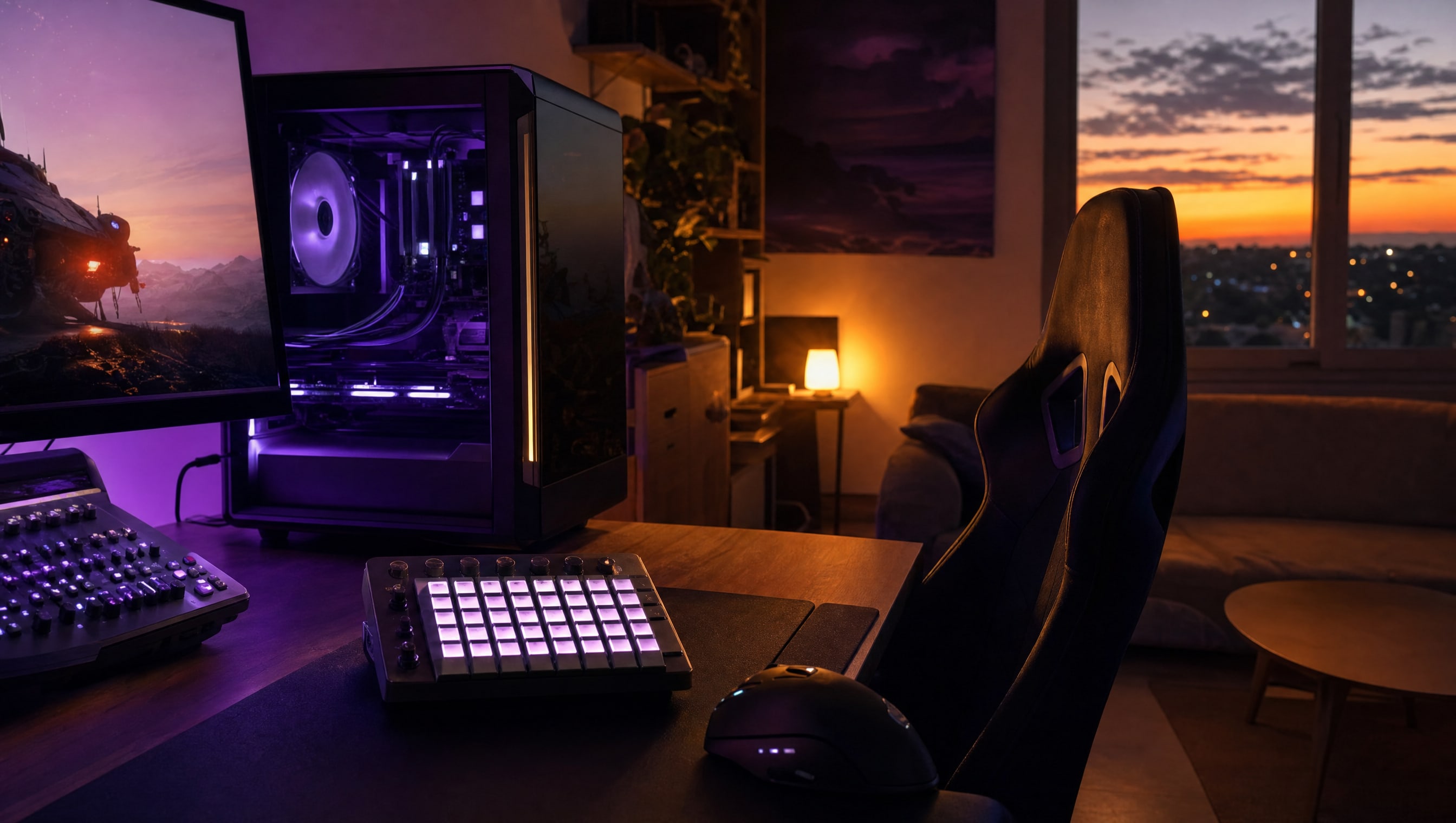 A control pad with a grid of small square keys lit from within.